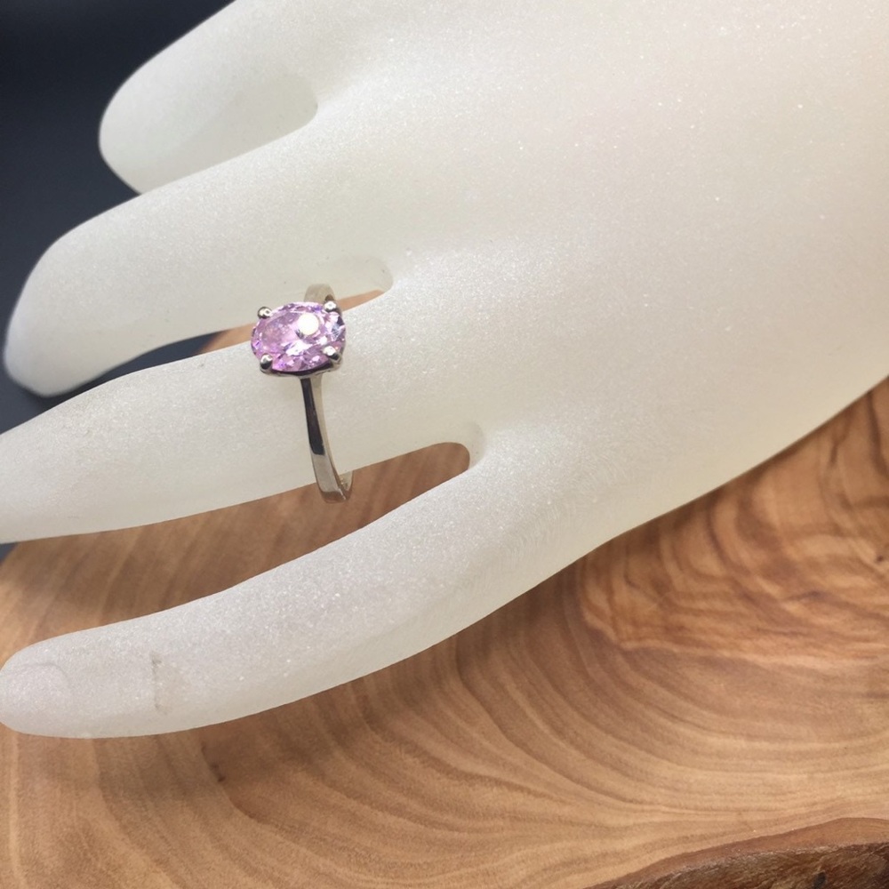Pink stone solitaire in Sterling silver
